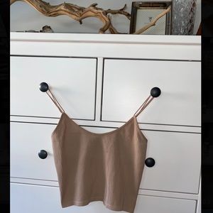 Zara Nude Cropped Top Elasticized
